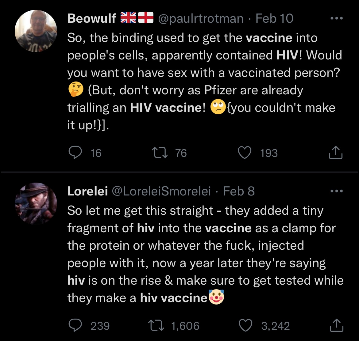 MamaDoctorJones's tweet photo. And look, it’s working…shocking. Now people think you can get HIV from having sex with COVID vaccinated people. You are perpetuating old stereotypes and misusing science to scare people. Disgusting. https://t.co/Ui4cXtMBjO