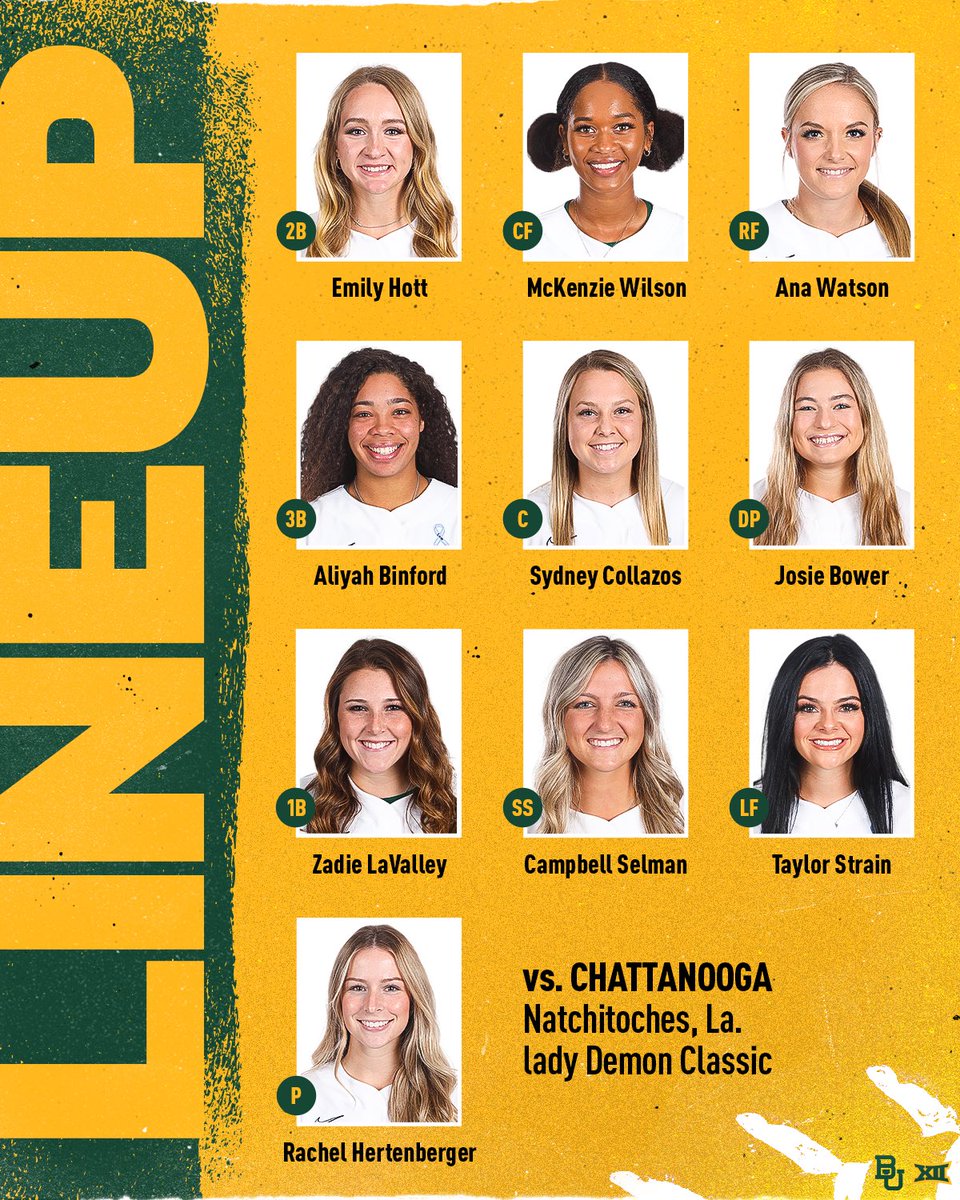 BaylorSoftball's tweet photo. Lineup for game 2 today!!

#SicEm🐻🥎 https://t.co/7eHKtS5sz8
