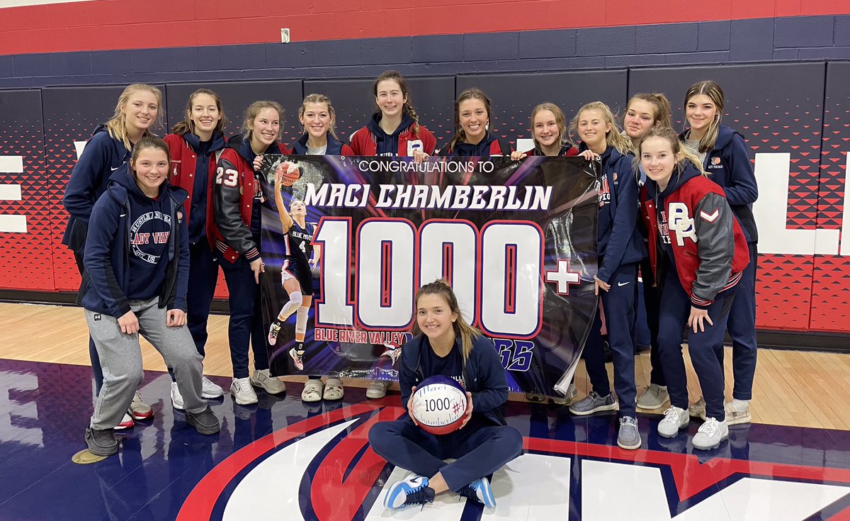 brvathletics's tweet photo. Congratulations to Maci Chamberlin for reaching the 1000 point milestone in her high school career!  So PROUD of our VIKING! https://t.co/k4NGaxihfy