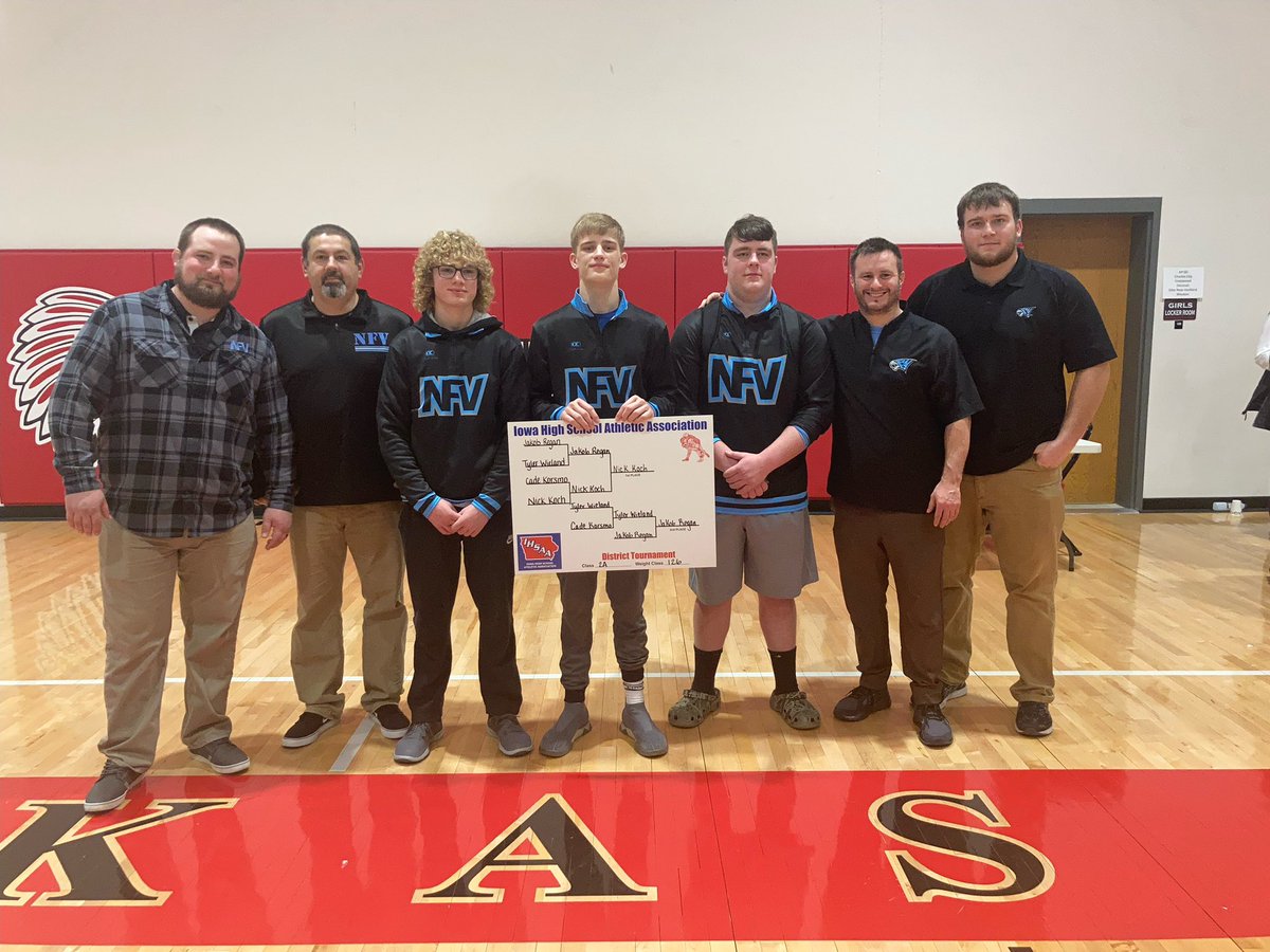 3 to State Wrestling!!  Nick Koch was the District champion. Colton Schupbach and Caden Kerr both took 2nd to qualify for the state tournament.  WTG TigerHawks!!  Proud to be NFV!!