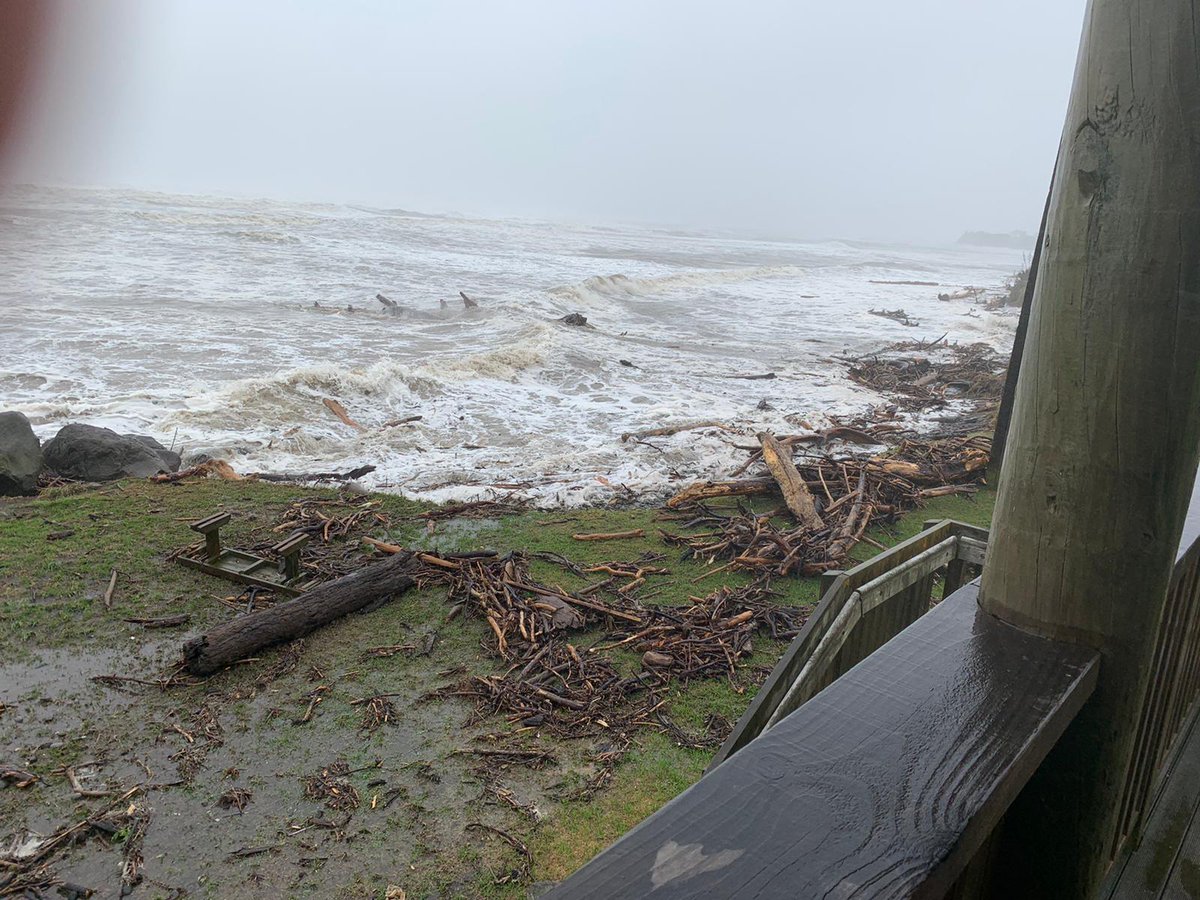 NZcivildefence's tweet photo. SEVERE WEATHER UPDATE  
Cyclone Dovi is crossing the motu and warnings are in place for much of Aotearoa. Stay inside, don’t drive unless absolutely necessary. Follow your local CDEM group, @MetService and @NZTA 
(pix: slip SH2 at Melling, Kerikeri, SH1 at Plimmerton, Taranaki) https://t.co/Ce9bcUnj86