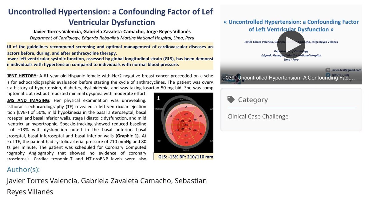 torres_valj's tweet photo. Thank you for allowing me to share our experience in Peru and a clinical case on hypertension and ventricular dysfunction during cardio-oncological evaluation @gabs_zc @ACCinTouch #CardioOnc https://t.co/AudDVGIMLZ
