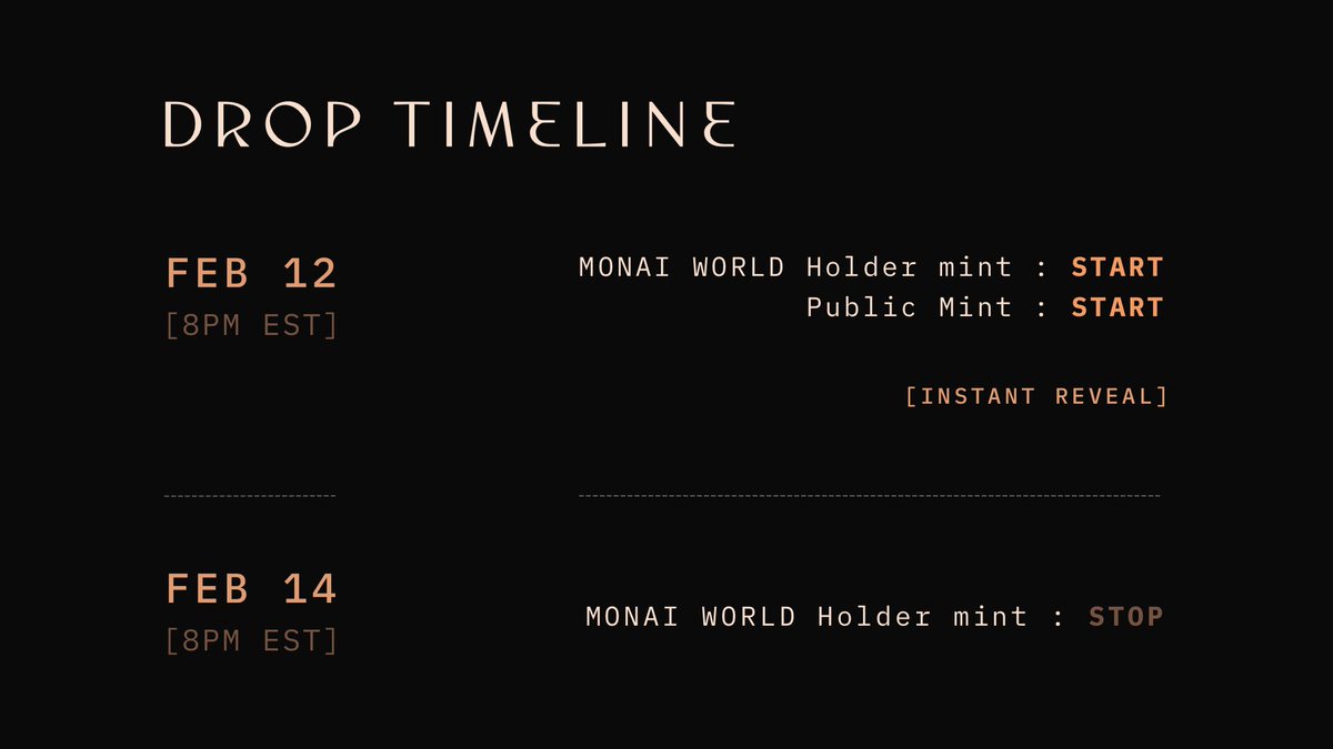 🚨 UPDATED TIMELINE  🚨

Public Mint &amp; Reveal ... tonight!