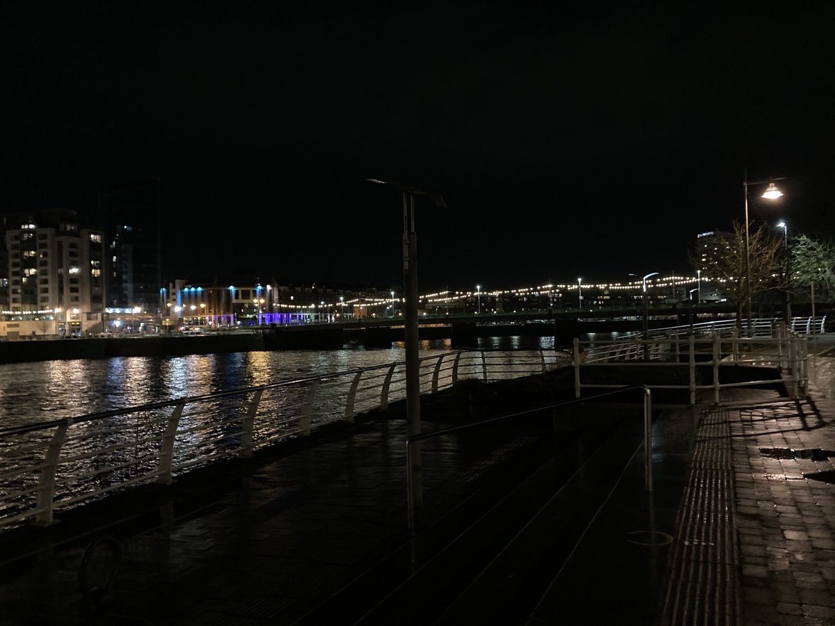 meanderingtripe's tweet photo. I see the string lights are gone from Limerick’s O’Callaghan Strand.

I can only hope that it’s a temporary removal due to tree-pruning, as it’s dark as fuck down there now, the permanent lights being about as useful as a cat flap in an elephant house. https://t.co/hSceOjZ0qy