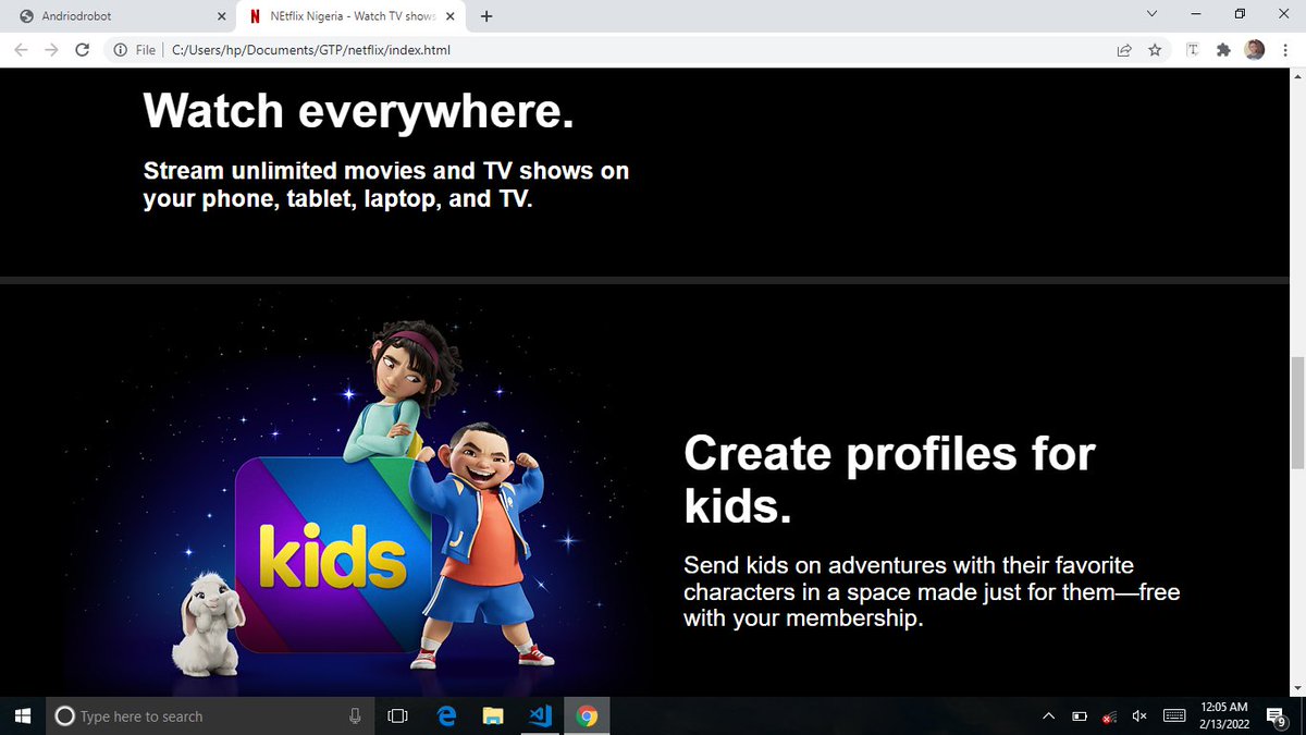 sem_sem__'s tweet image. Day 5/100
Finally my Netflix landing page is ready...I had some challenges with the styling. I was even left behind but I got help from my instructors and colleagues. 
My next personal project is to practice the css box model.
@NoraKings1
#100daysofcode #rocketsoftware