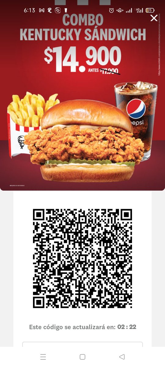 rvargas600's tweet photo. @sicsuper @kfccolombia  es la 3era vez que voy al kfc de Mayorca y me niegan una promoción Llevo el QR y me dicen que no aplica porque el lector lee algunas promos otras no, esto es publicidad desleal tienda 042 según la manager que no ofrece solución https://t.co/7D7P6Jf1tN