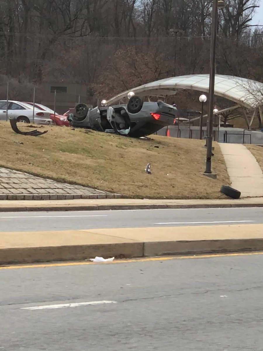 CAR WAS SEEN FLIPPED OVER AT CAPITAL HEIGHTS METRO STATION AN HOUR AGO