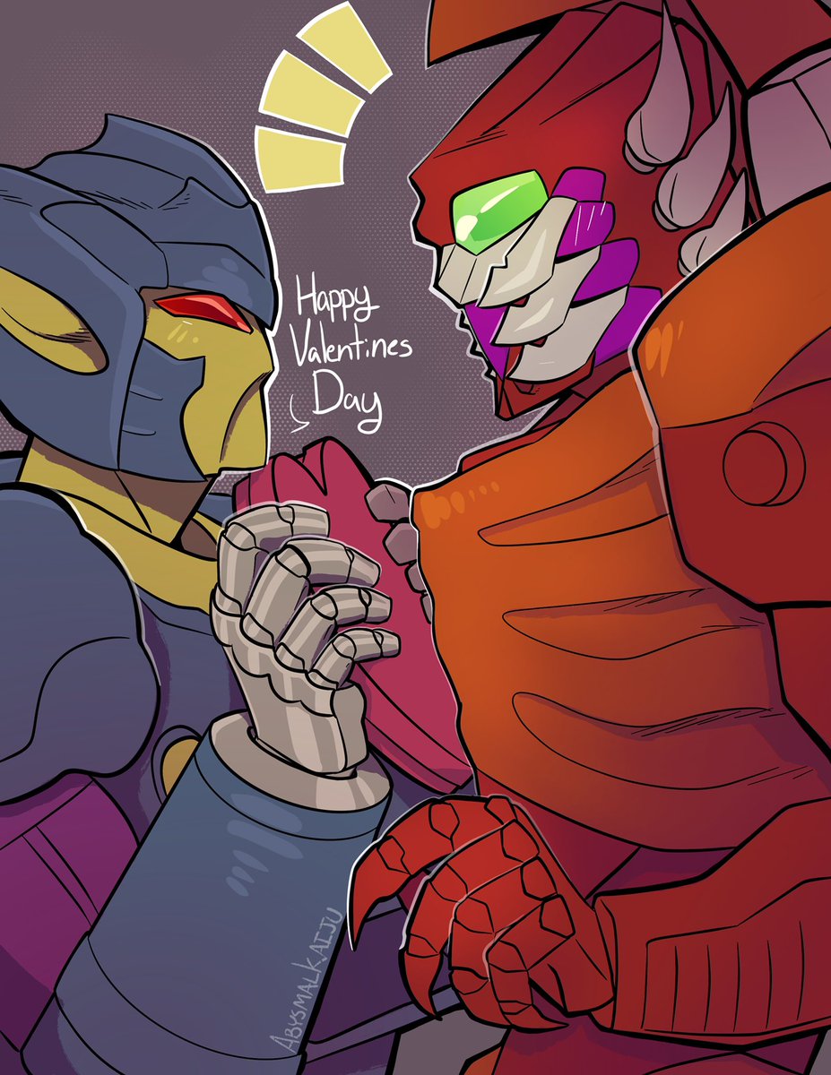 AbysmalKaiju's tweet image. My part of a trade! #depthcharge and #rampage from #beastwars having a cute little Valentine’s Day 
This was fun, I haven’t drawn a beast wars in forever