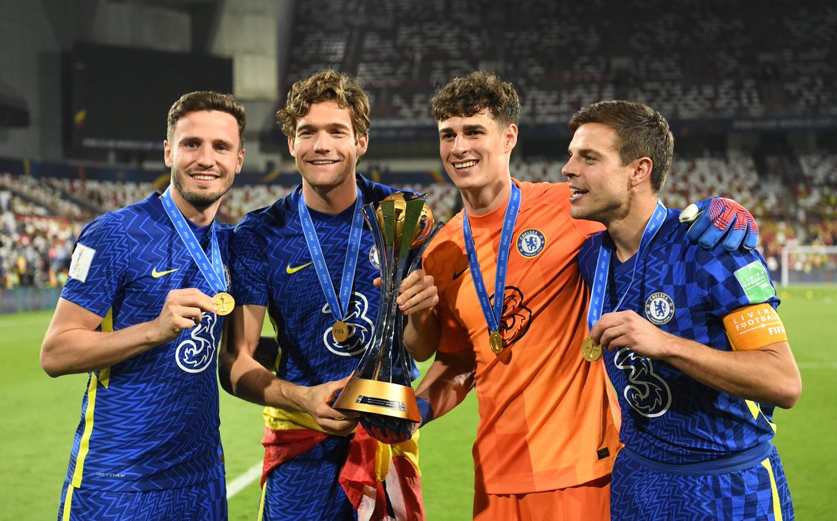 FrankKhalidUK's tweet photo. Our Spanish players celebrating winning the Club World Cup last night. 💙🇪🇸 https://t.co/46SnfiHbdN