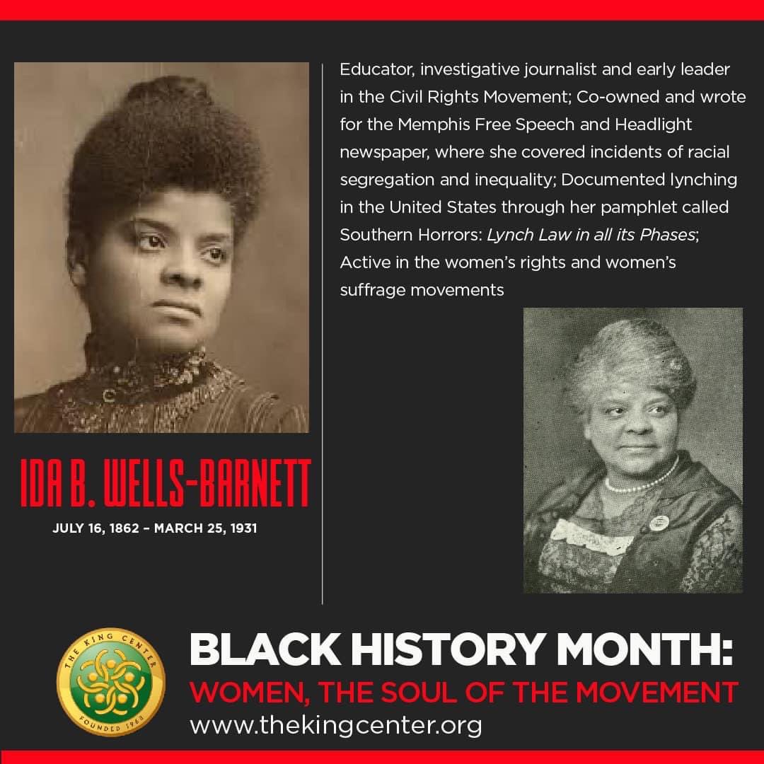 BerniceKing's tweet photo. I honor #IdaBWellsBarnett. 

And I encourage you to pass her name and this link to @ClintSmithIII facilitating a @TheCrashCourse on Ida B. Wells-Barnett to at least 20 people: https://t.co/nuBynGtPrl

#WomenSoulOfTheMovement #BlackHistoryMonth https://t.co/ZRHK0GiQFA