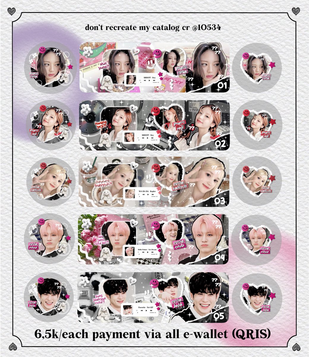 haloo! help rt pls? gak masuk ht t_____t

aku ada layout ready yuna, yeji, hiyyih, jeno, sama jaehyun nih, aku open req juga, jika berminat boleh langsung dm aku ya! thank u!🙋🏻‍♀️💗

#zonauang