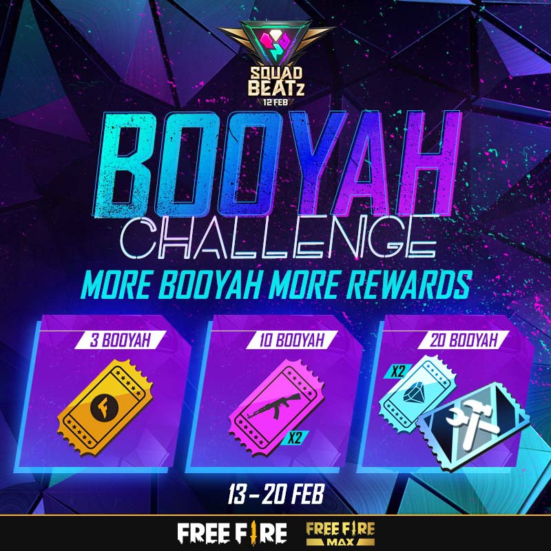 Survivors! The Booyah Challenge is here 🔊 Head to the game, get those Booyahs and win great rewards! Remember, more Booyahs mean more Rewards 🎁 #FreeFire #FreeFireMax #FreeFireIndia #IndiaKaBattleRoyale #Booyah #SquadBeatz