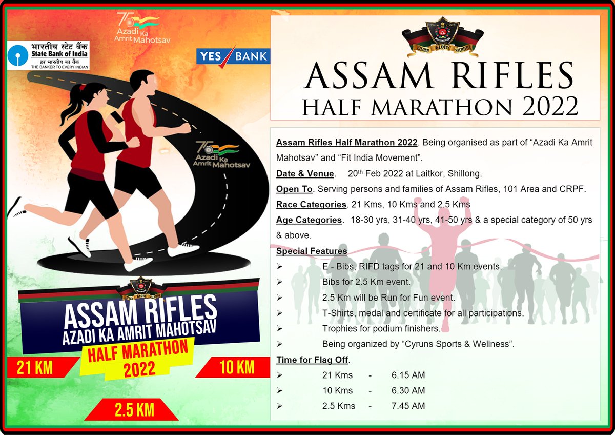 official_dgar's tweet photo. ASSAM RIFLES HALF MARATHON : 2022
#FitIndiaMovement #AzadiKaAmritMahotsav  
@adgpi @HMOIndia @PIBHomeAffairs @crpfindia @easterncomd https://t.co/Za4dflFmsM