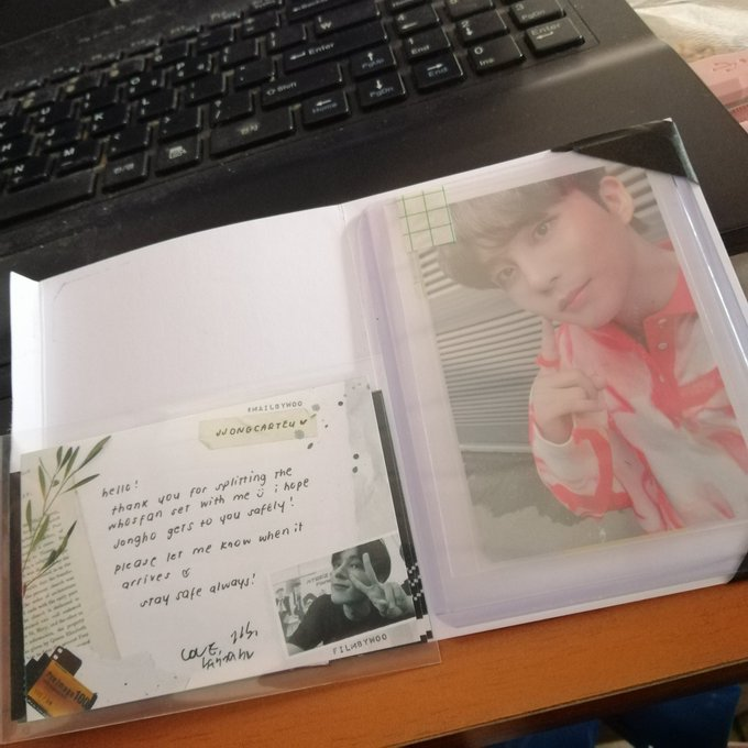 jjongcarteu's tweet photo. ๐#jjongmails
๐ jongho whosfan pc ordered from ate @filmbywoo safely came home today :)! Thank you po for the freebies ate hannah grabee ang dami, and for the packaging you'll see talaga na may effort when it comes to it.
#mailbywoo โฃ๏ธ https://t.co/S1K3GhP4N3