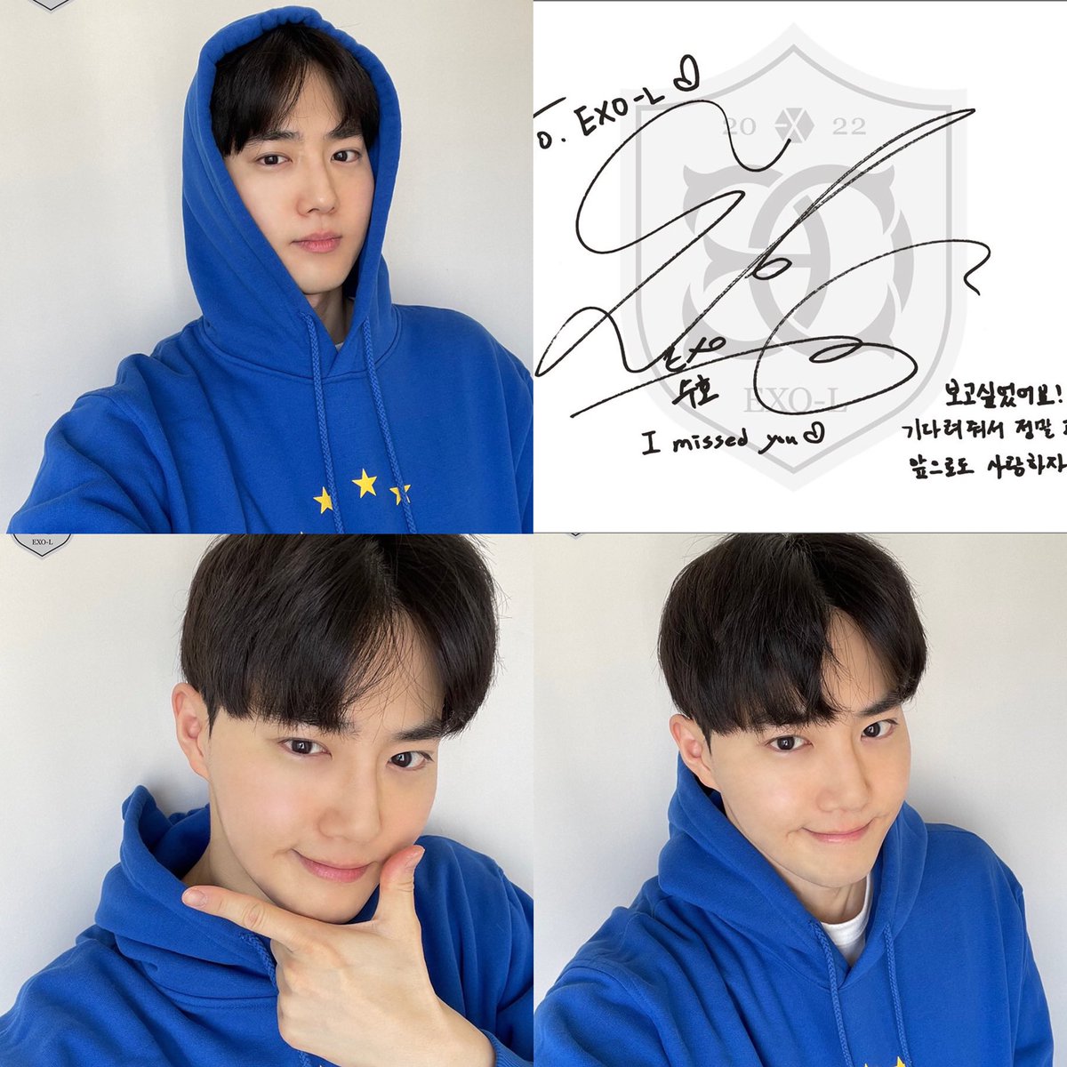 EX9vibes's tweet photo. De: Junmyeon 
Para: Exol 

Te extrañé ❤️ ¡Te extrañé! ¡Muchas gracias por esperarme, en el futuro también amemos ❤️

#SUHOcomesToday #SUHO #WelcomeHomeSuho https://t.co/R0N9onLyPH