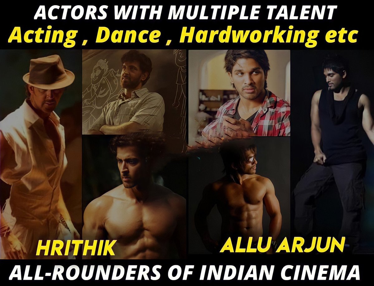PanIndiastarAA's tweet photo. Perfect All-Rounders In Indian Cinema @AlluArjun &amp; @iHrithik 🔥💥

#Pushpa #AlluArjun #PushpaTheRule https://t.co/gLT1Q1xhkL