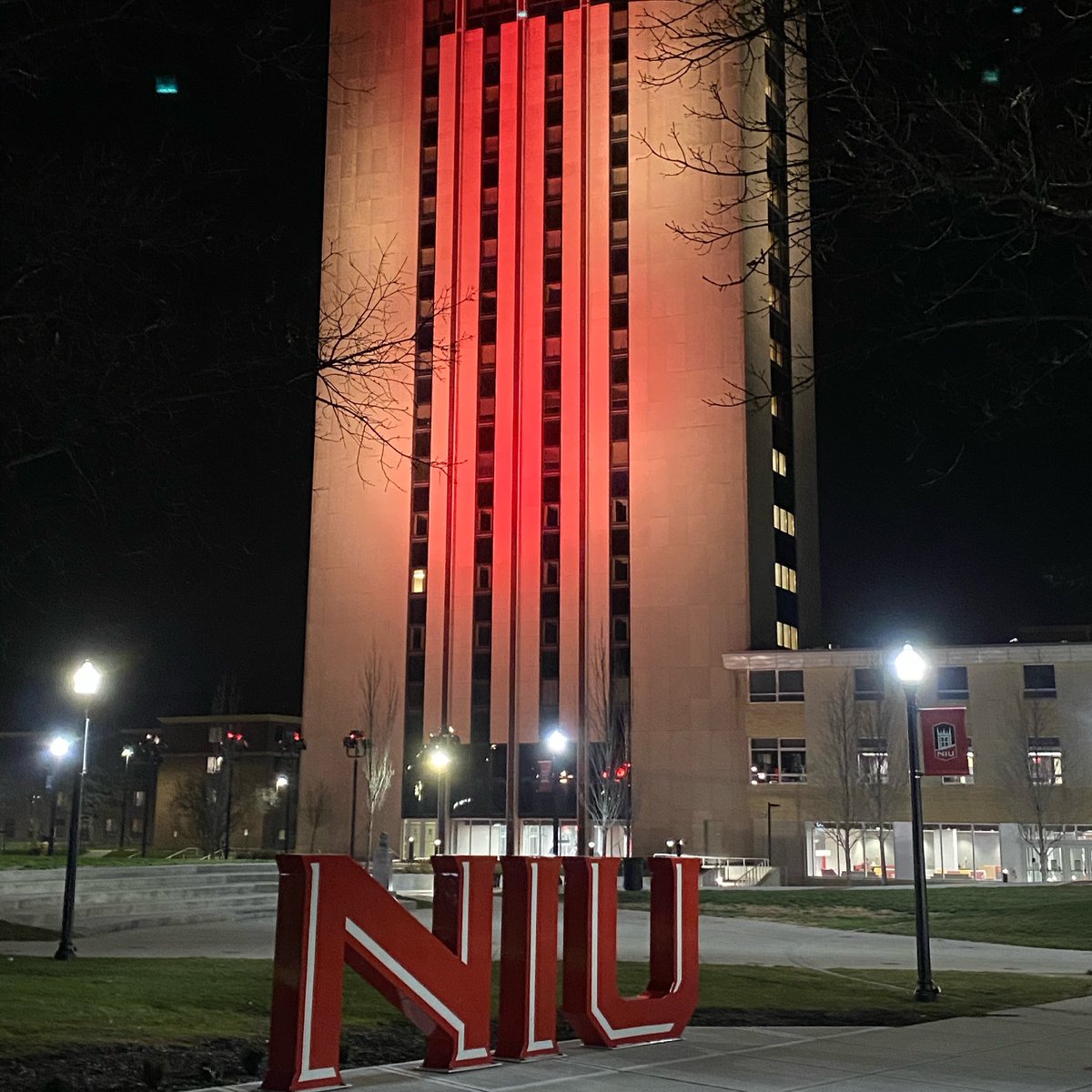 Light it 🔴🔴!! <a href="/NIUSoftball/">NIU Softball</a> gets a boneyard, mercy rule win against Indiana, my alma mater. And I couldn’t be happier! #HuskiePrideLights