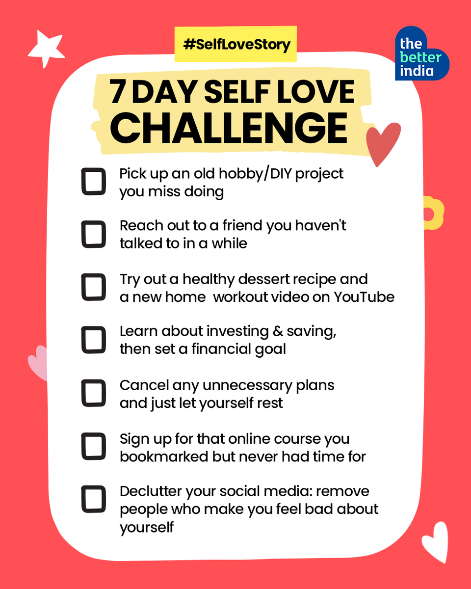 thebetterindia's tweet photo. #SelfLoveStory
This #ValentinesDay, take this #selflove challenge and love yourself enough to put you first. Begin now.
PS. Tag those friends of yours who need to love themselves truly, madly, deeply -- just the way you love them! https://t.co/uppFvhov1P