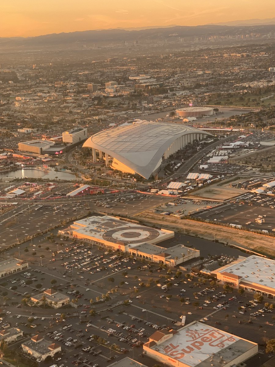 The sun is setting on SoFi Stadium in LA. Apparently, there will be a Lion playing there tomorrow.