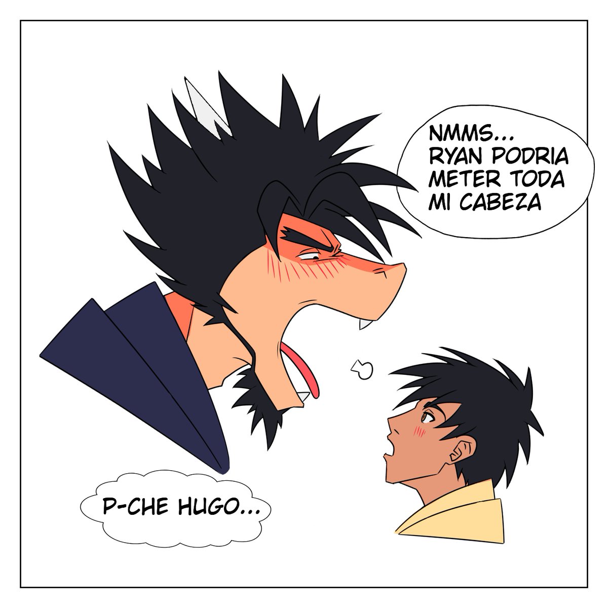 rían se sentía mal así que le pidió a Hugo que le revisara la garganta pero la reacción de Hugo hizo que se arrepintiera, el en verdad odia tener un hocico