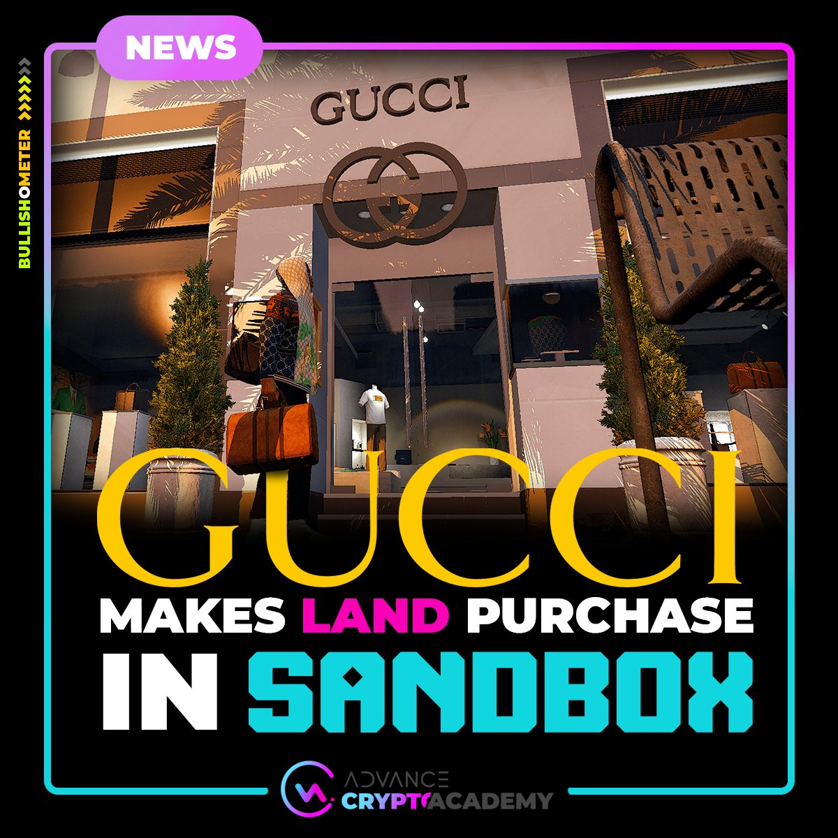 #Gucci makes a purchase in #Sandbox
The Luxury fashion brand  has bought itself some land on the digital world platform known as The Sandbox.

#bitcoin #altcoins #cryptocurrencyr #blockchain #sandbox #metaverse