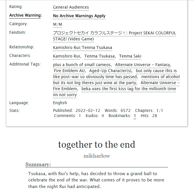 my entry for sws event 5! @swsekaievents 

6.5k words, ruikasa fire emblem AU (set in my own fe au universe), but you can read this standalone without context!

🌟🎈💛