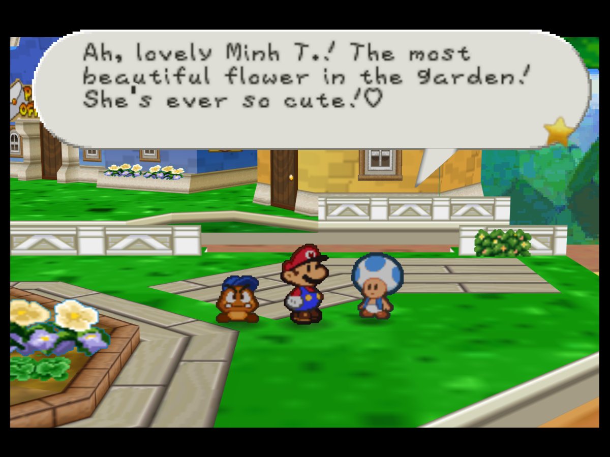 PaperMarioLog's tweet image. Ah, lovely Minh T.! The most beautiful flower in the garden! She's ever so cute!♡