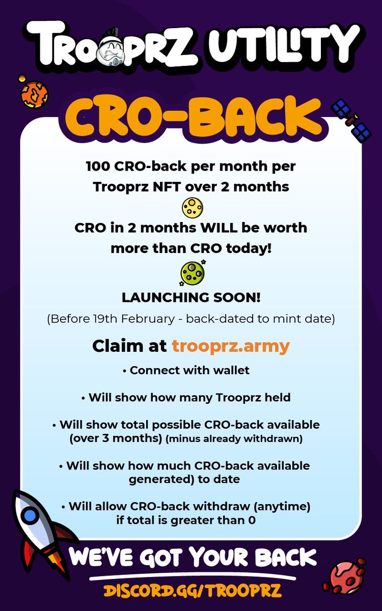 TrooprzArmy's tweet photo. Super Bowl @trooprzarmy BOGO! 🏈

Quick summary…

🔥 Every 1 mint, you will be airdropped 1 when the BOGO ends. 

🔫 2 Trooprz = 1 Super Trooprz

3 beautiful NFTs with fantastic utility for 250 CRO 🤯

https://t.co/xPcNurs547

#CroFam #cronoschain #NFT https://t.co/qqS8tYna7q