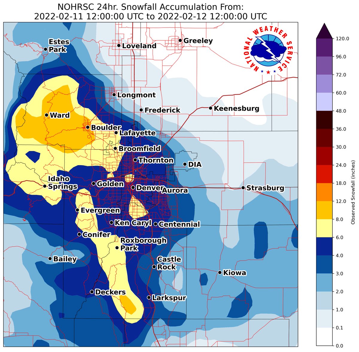 A contour map of snowfall accumulation, based off the data in the two links in this tweet.