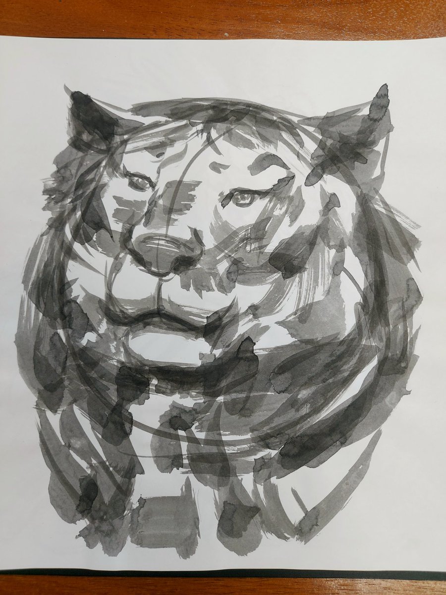 Zennimal's tweet photo. In the morning #handmade #drawing #chineseink #NFTCommumity #NFTTHAILAND https://t.co/PPOBfqhmaW