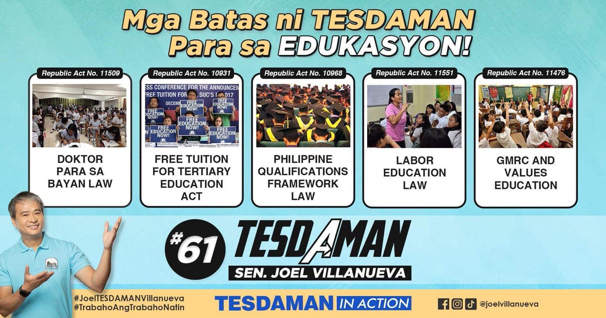 jovivillanuevab's tweet photo. Hello Tesdaman supporters.. Let’s engage and educate others about what @senatorjoelv did sa Senate and why katapat dapat sya ibalik sa senado.. not just in our own post but to others na nag ask sino ba iboboto sa senado.. #61TESDAMAN https://t.co/wBp32dSH3N