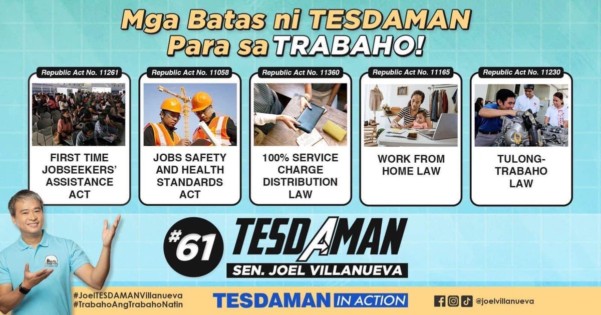jovivillanuevab's tweet photo. Hello Tesdaman supporters.. Let’s engage and educate others about what @senatorjoelv did sa Senate and why katapat dapat sya ibalik sa senado.. not just in our own post but to others na nag ask sino ba iboboto sa senado.. #61TESDAMAN https://t.co/wBp32dSH3N