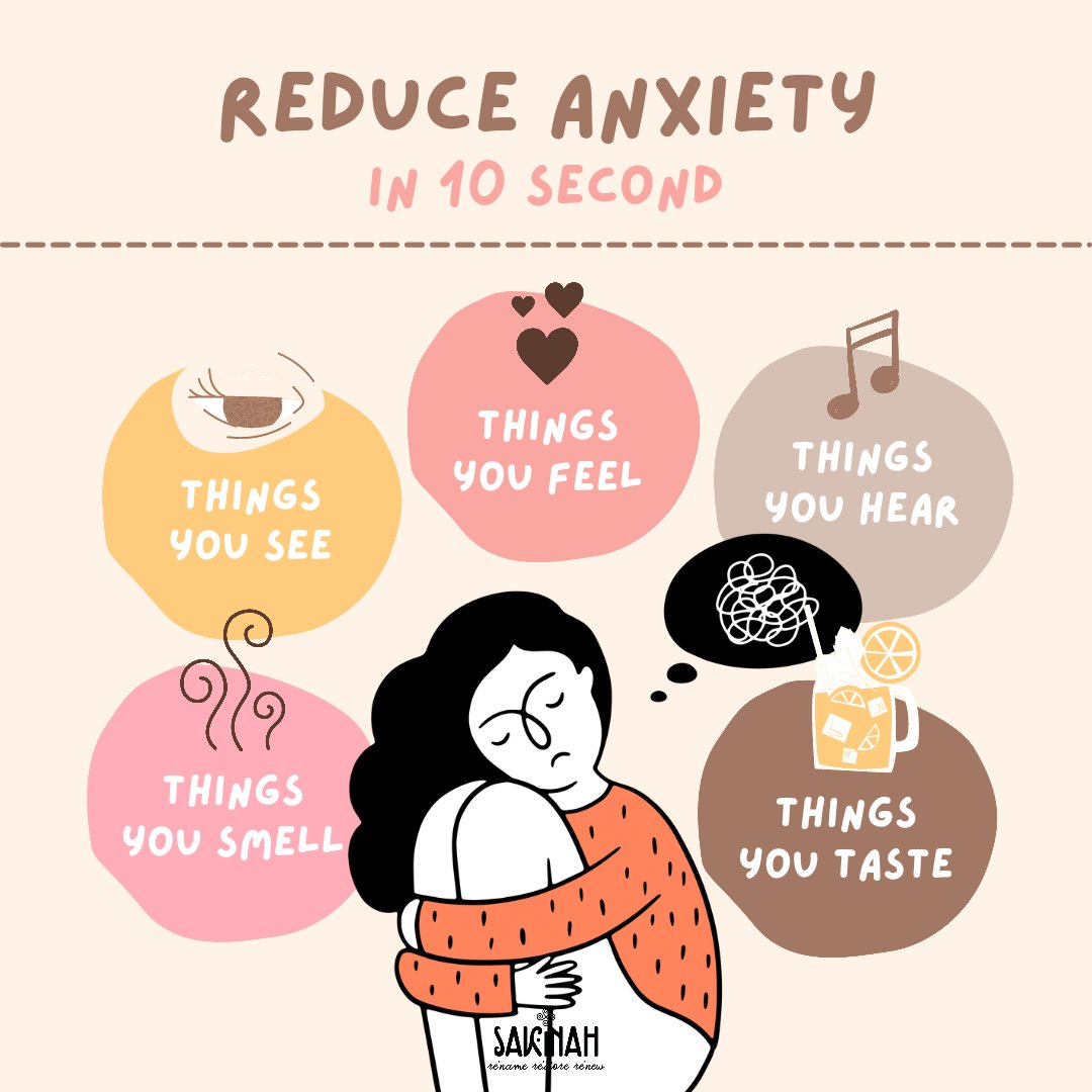 sakinahwellness's tweet photo. When anxiety arrives unexpectedly, use your five senses to manage yourself.

#selfsoothing #selfregulation #sakinahwellnesscenter #fivesenses #anxietyrelief #mentalhealthmatters #menintherapy https://t.co/SejdLHN5B3