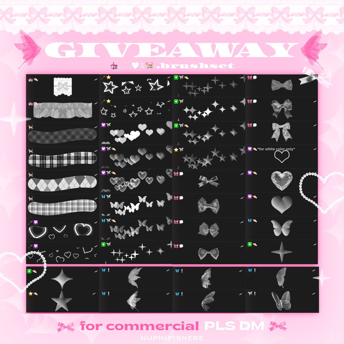 GIVEAWAY 🤏🏻✨

💒𓂃 𓈒🤍ミ🐈 .brushset

꒰ ห้ามนำไปแจกต่อ ꒱
꒰ เชิงพาณิชย์ 50฿ รายละเอียดบนไบโอ commercial use pls read bio ꒱
꒰ รีทวิตก่อนเซฟทุกกรณี 💘 pls retweet ꒱

🖇 drive.google.com/drive/folders/…

#giveaway #แจกบรัช #แจกbrush #procreate #brush #แจกบรัชprocreate