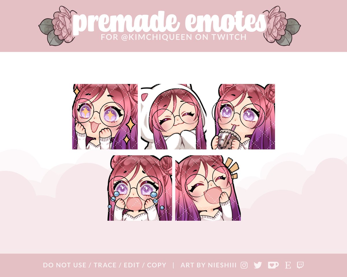 nieshiii's tweet photo. A few premade emotes ☺️ #emotes #emoteartist #twitchemotes #twitchemoteartist #emotecommission #artcommission #premadeemotes https://t.co/Ic9qJRdTSk