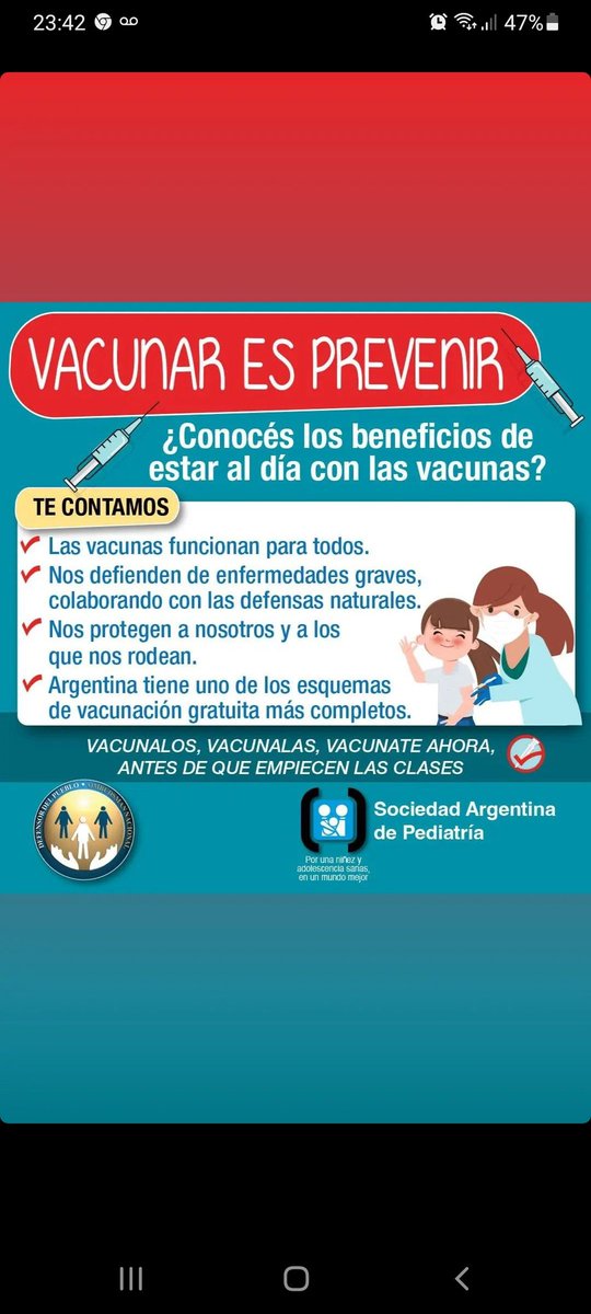 andradeleandro3's tweet photo. #VacunarteEsSalud  .Las vacunas funcionan para todos .Vacunar es  prevencion @soc_arg_ped @ArnaldoDMedina @Patri_Mansi @AngieCaia @DrJorgeBombau @AleRissoVazquez @vtolosapaz @Marcelopmy @silbermanmartin @CintiaMansilla_ @granillojm @FlorCasamiquela @carlavizzotti https://t.co/ylpM49fmB8