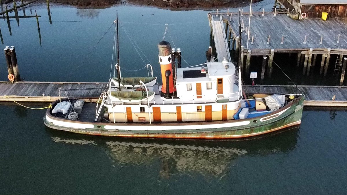 This is the #tugboat SS Master, at @BritShipyards. She’s nearly 100 years old! #Tugs #HistoricShips #Steveston