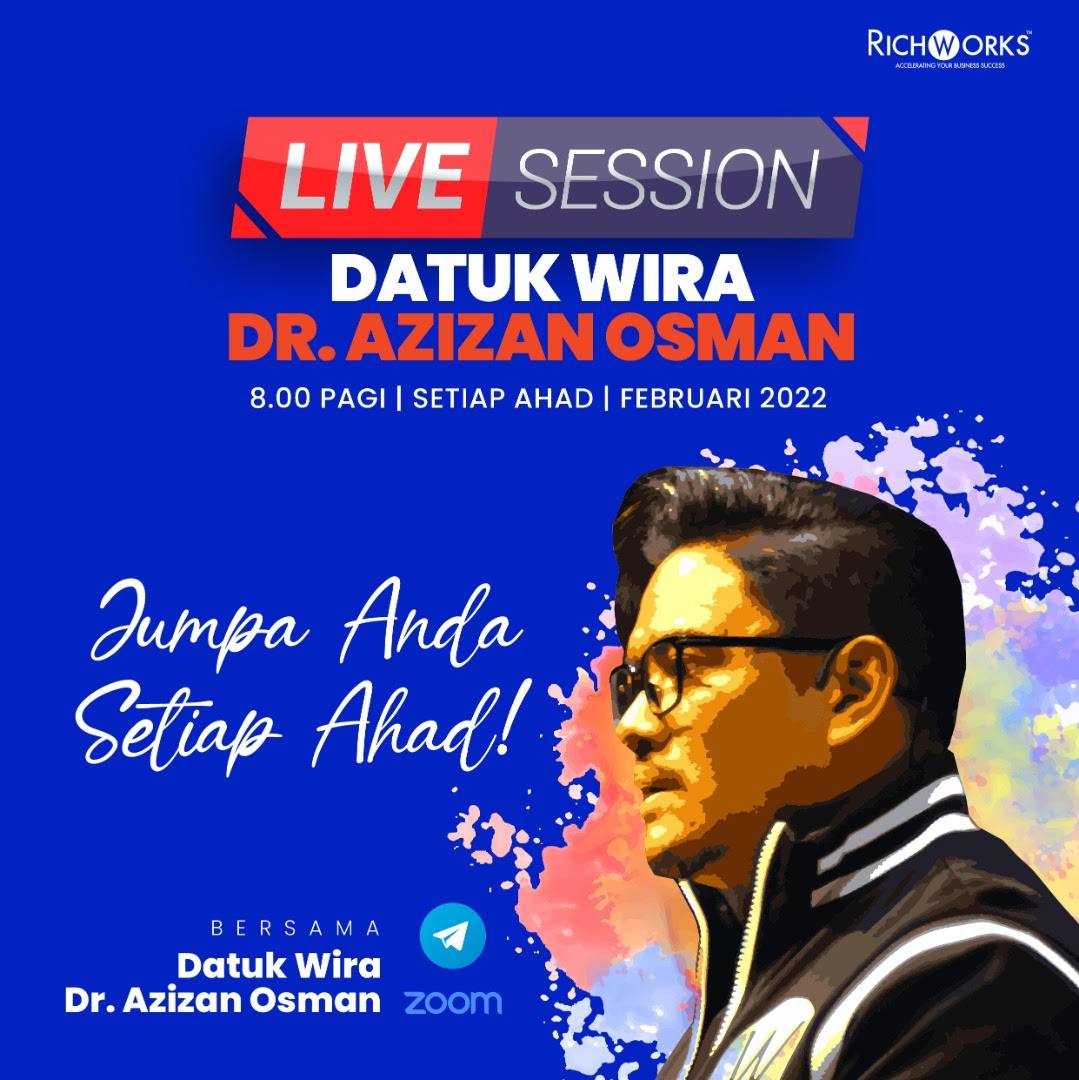 Doktor Azizan Osman adalah mentor usahawan nombor satu Asia Tenggara dan di Malaysia yang membimbing usahawan secara visual sejak tahun 2008 lagi
.
Jom dapatkan tips hebat dari Dr. Azizan Osman. Info lanjut boleh klik link 👇🏻

bit.ly/3gHSAzf