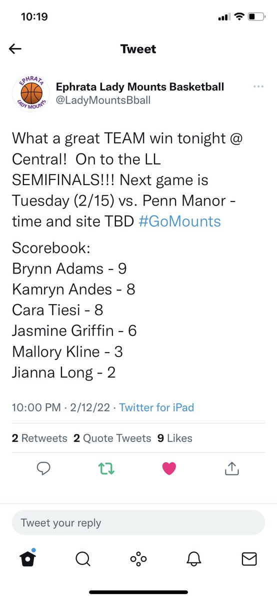 MrEdmiston's tweet photo. Today was a good day for @LadyMountsBball basketball @GoMounts @EIMSMounts @GoMountsSports #ladymounts https://t.co/qJnwrQdGmy