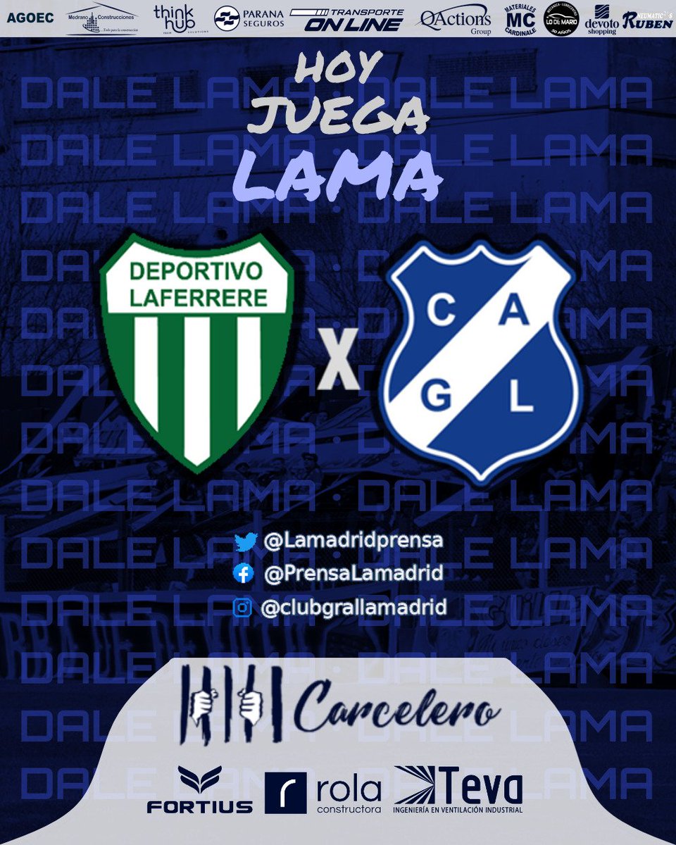 ¡HOY JUEGA LAMA!
🏟️ Estadio Ciudad de Laferrere
🕓17 hs.
Árbitro: Javier Delbarba
Asistente 1: Mario Bardina
Asistente 2: Juan M. Pereira
Cuarto árbitro: Nicolás Kresta
📺 Miralo por Ascenso Audiovisual en YouTube, DirecTV Sports o escuchalo por Artax Radio.
#primerac #lamadrid