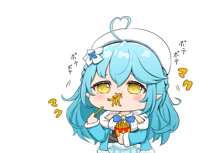 #LamyArt 

ポテト食べるミィ 