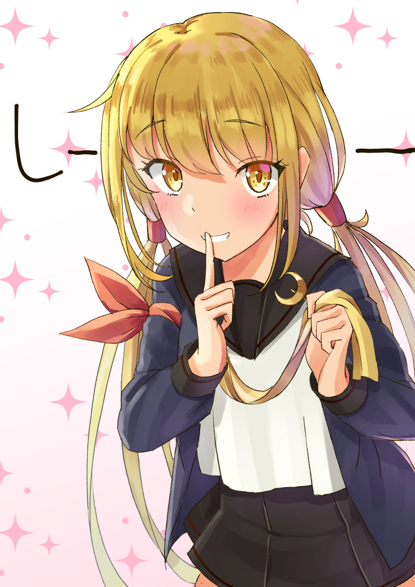 satsuki (kancolle) 1girl solo blonde hair long hair twintails yellow eyes school uniform  illustration images