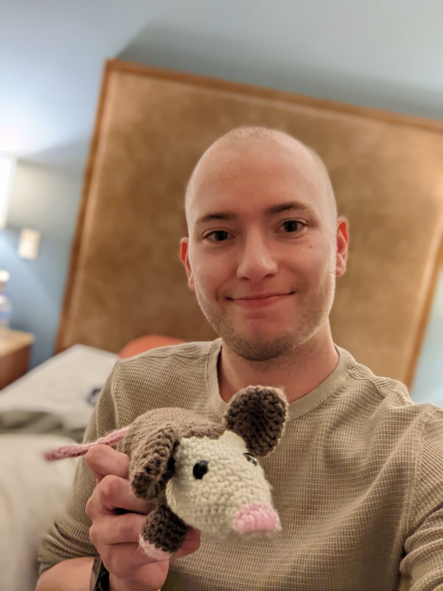 HollowAtTheCor's tweet photo. would have loved to have been able to join everyone tonight remembering @krisis86 and celebrating the impact they had on so many lives but i'm out of town for the weekend so i made this little friend to bring a bit of #posscon along with me https://t.co/u2aai1MVgV