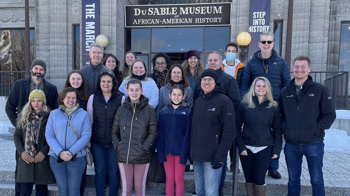 Andy_Stapleton's tweet image. Wonderful visit to @DuSableMuseum today for our 3rd annual Day at the DuSable! Thank you Sydney Pickens, Perry Diggs, Dr. Kim Dulaney and Perri Irmer for such a impactful visit for our team and their friends &amp;amp; family! @MortensonIL