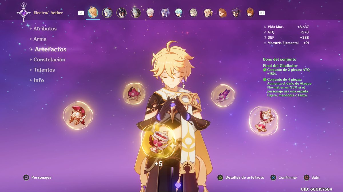 KisukeDarkstar's tweet photo. No se si alguien sigue usando al viajero,porque yo si lo uso.Incluso le di estos artefactos #genshinimpact #PS4share https://t.co/pdKzVuWfoC
