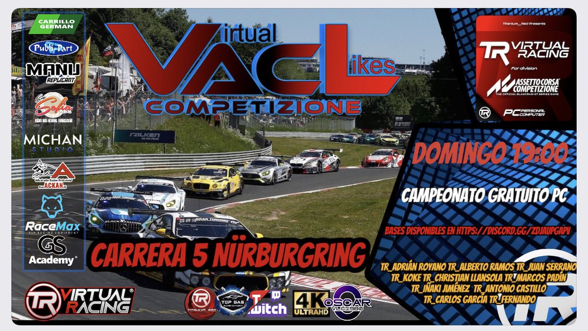 Titanium Red Virtual Racing (@trvirtualracing) on Twitter photo <a href="/TRVirtualRacing/">Titanium Red Virtual Racing</a> no para <a href="/OscarJi96326338/">oscarvlc1980</a> <a href="/arjones145/">Arjones</a> <a href="/DJTRacing/">DJT Racing</a> @TR_Patata <a href="/luiskamg/">Luis Carlos</a> a por todas <a href="/TRVirtualRacing/">Titanium Red Virtual Racing</a> no para <a href="/OscarJi96326338/">oscarvlc1980</a> <a href="/arjones145/">Arjones</a> <a href="/DJTRacing/">DJT Racing</a> @TR_Patata <a href="/luiskamg/">Luis Carlos</a> a por todas