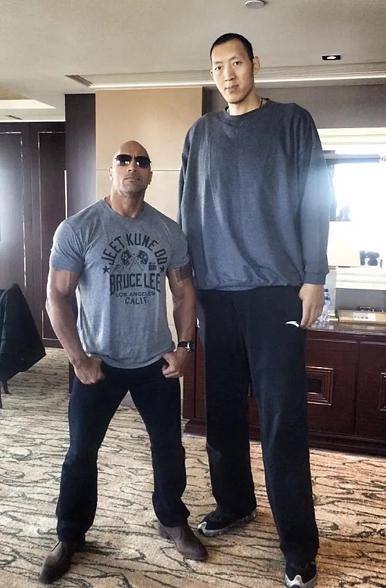 HiriartP's tweet photo. #SunMingming mesure 2m36 et pèse 185 kg.
#TheRock mesure 1m96 et 120 kg. https://t.co/9fhpromnC9