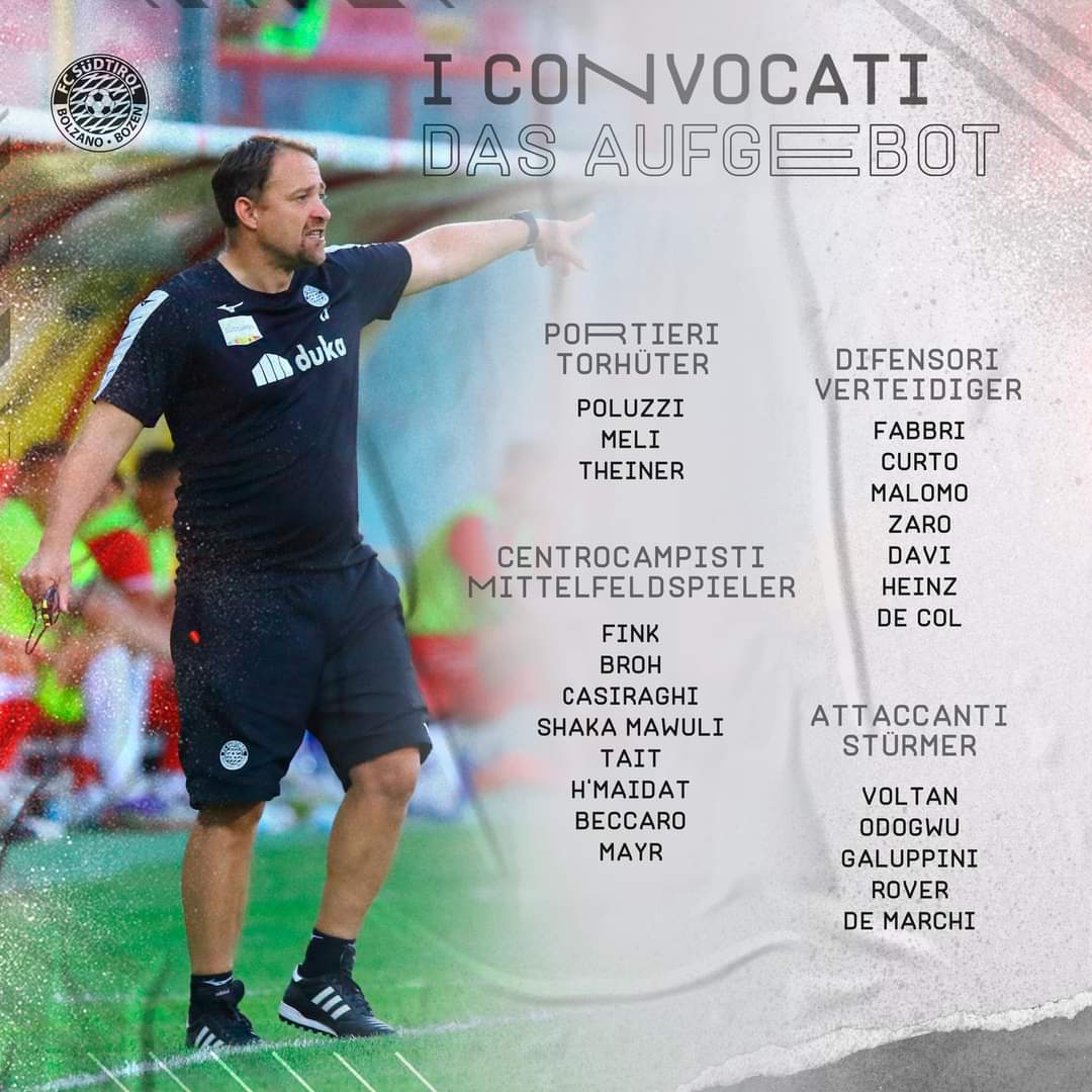 fclubsuedtirol's tweet photo. 📋CONVOCATI🇲🇨
I 2️⃣3️⃣ convocati di Mister Ivan #Javorcic per la sfida contro la @ProVercelli1892
#FCS #FCSüdtirol #Whitereds #SerieC #passion #FCSPVE #FCSüdtirolProVercelli #13febbraio https://t.co/PmAqBEp2ZS