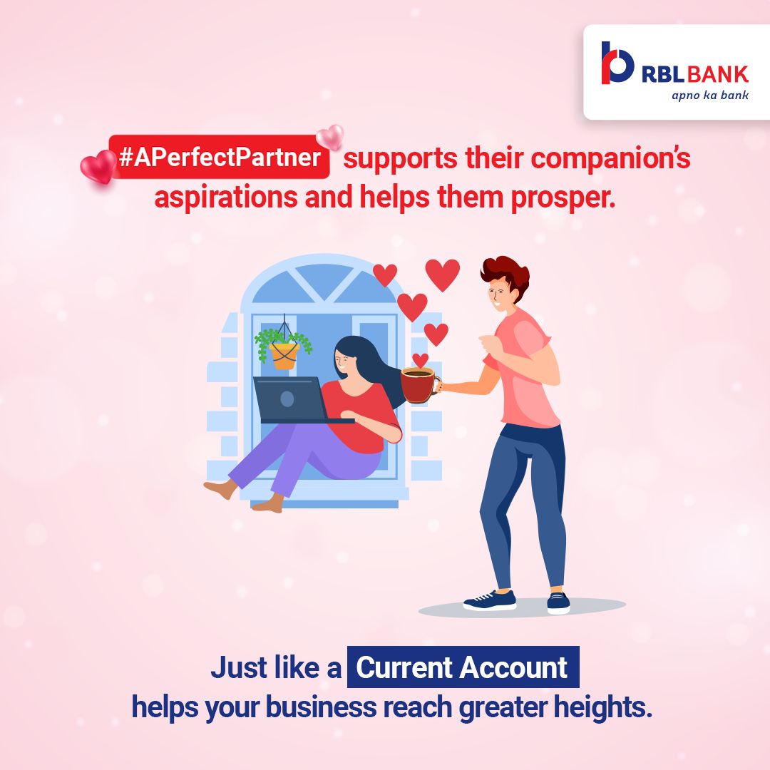 rblbank's tweet photo. Your support can give wings to your partner’s dreams. Be #ThePerfectPartner and help them to open a #CurrentAccount today!
Click on the link to open a Current Account https://t.co/dah3D83hvL
#ValentinesDay #ApnoKaBank #RBLBank https://t.co/jKAv03zi0Z