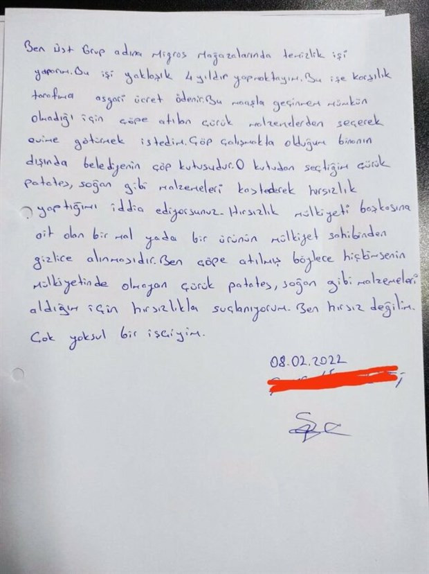 "Ben hırsız değilim. Çok yoksul bir işçiyim."